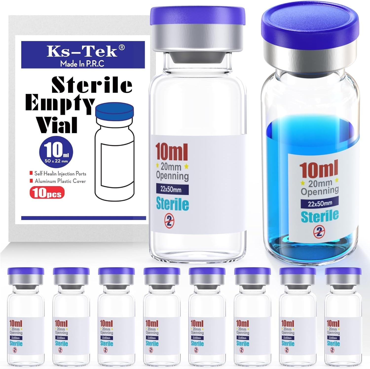 Sterile 10ml Vials with Self-Healing Injection Port Aluminum Cap for Medical Use