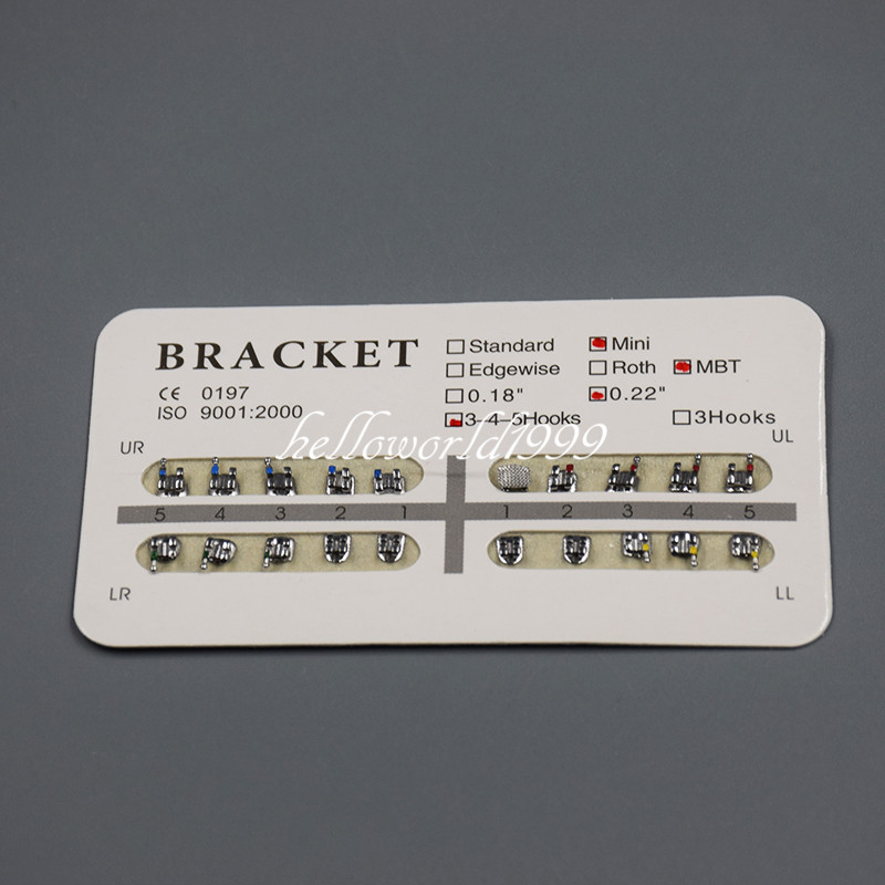 20 Pcs/Pack Metal Dental Orthodontic Brackets Braces MBT Slot.022 3-4-5 W/ Hooks
