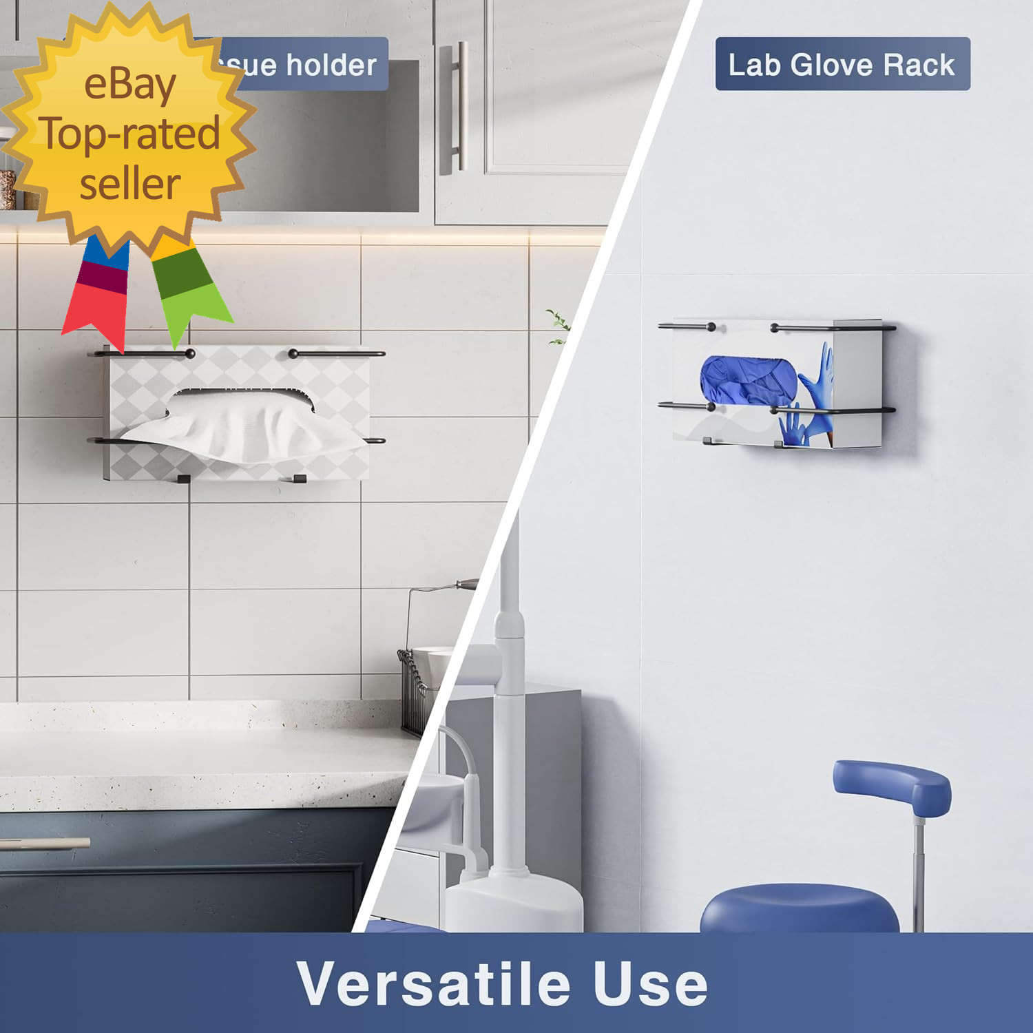 Glove Box Dispenser Wall Mount: Black Glove Holder Organizer for Disposable