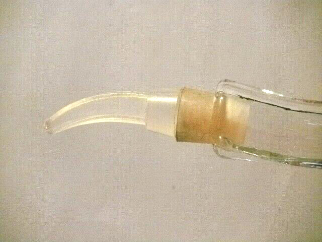 EXTREMELY ODD CONJOINED RIBBED & HORNED BOTTLE MADE IN FRANCE EACH W GLASS STRAW