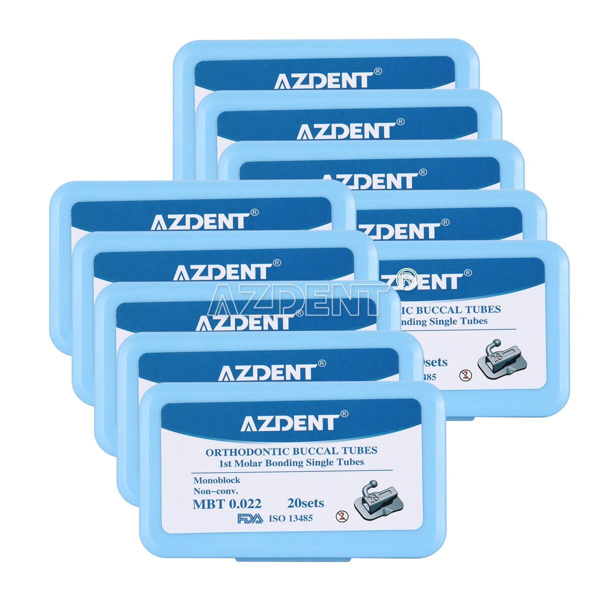 10 Box AZDENT Dental Bondable 1st Molar MBT 0.022 MIM Monoblock Buccal Tubes