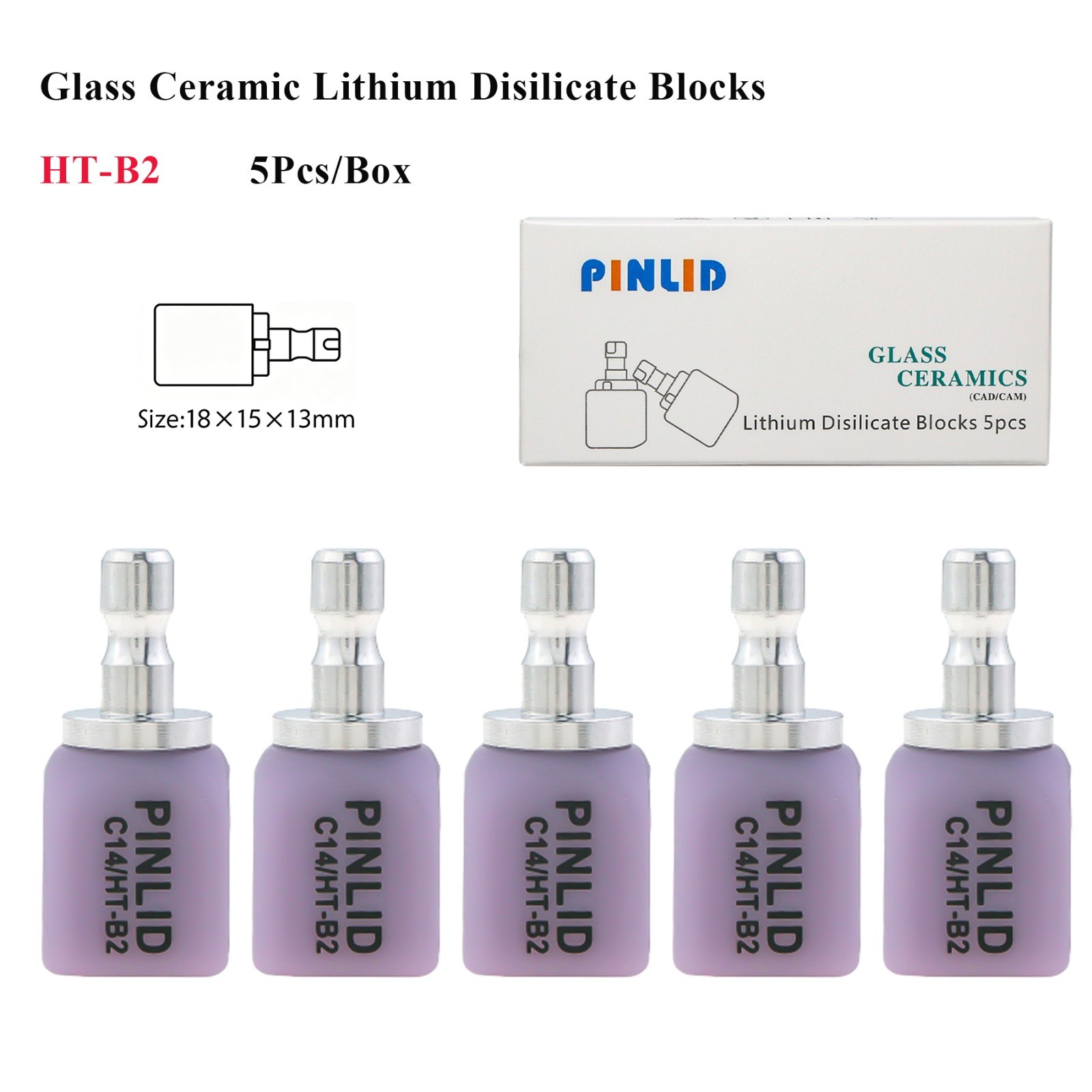 US 5PCS C14 HT Dental Emax Glass Ceramic Blocks Lithium Disilicate CAD/CAM CEREC