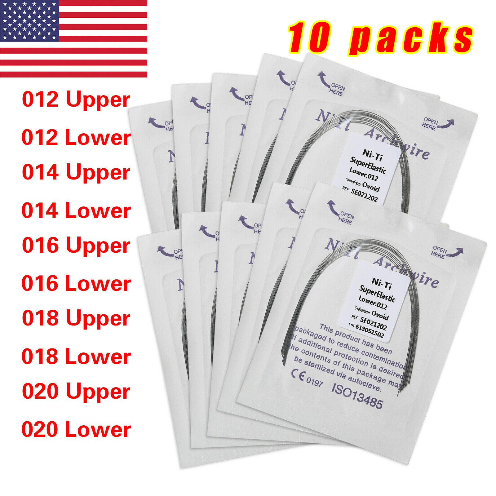 100Pcs Dental Orthodontic Niti Arch Wire Round Super Elastic Upper Lower 012-020