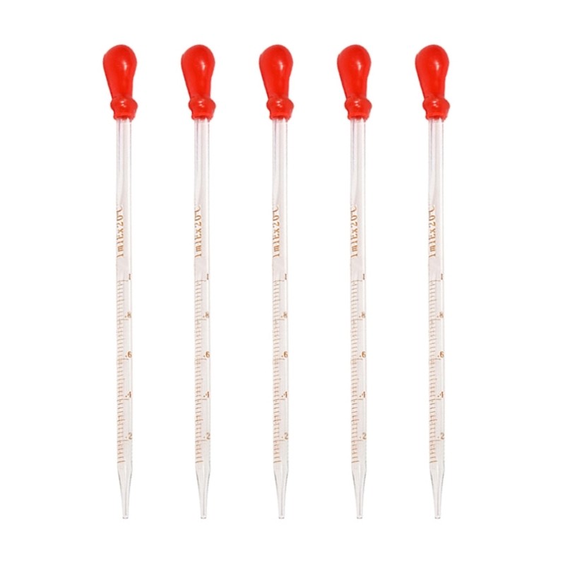 5 Pcs Glass Pipette Dropper 0.5ml, 1ml, 2ml, 3ml, 5ml, 10ml, Liquid Dropper