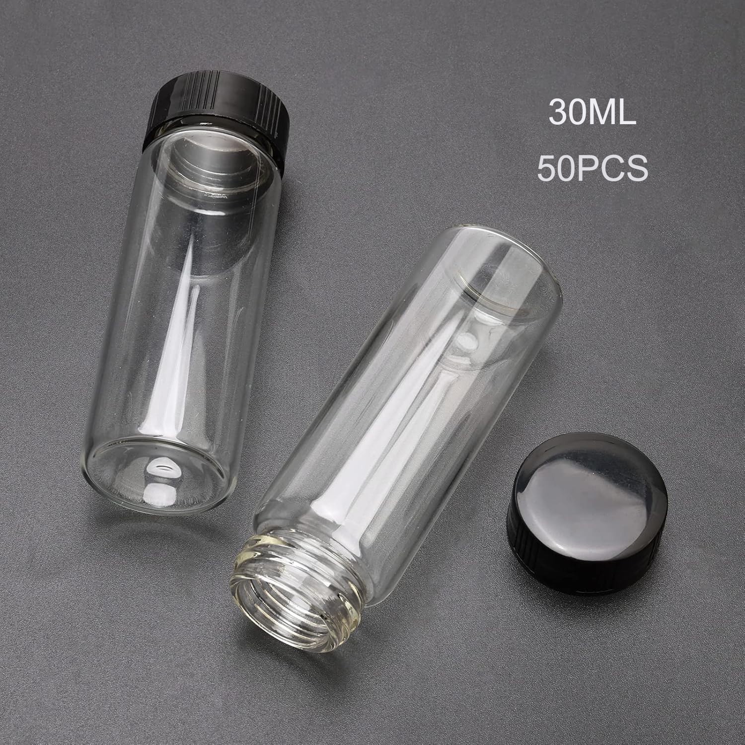 50Pack 30Ml Clear Glass Vials with Screw Caps Small Liquid Sample Vial LeakProof
