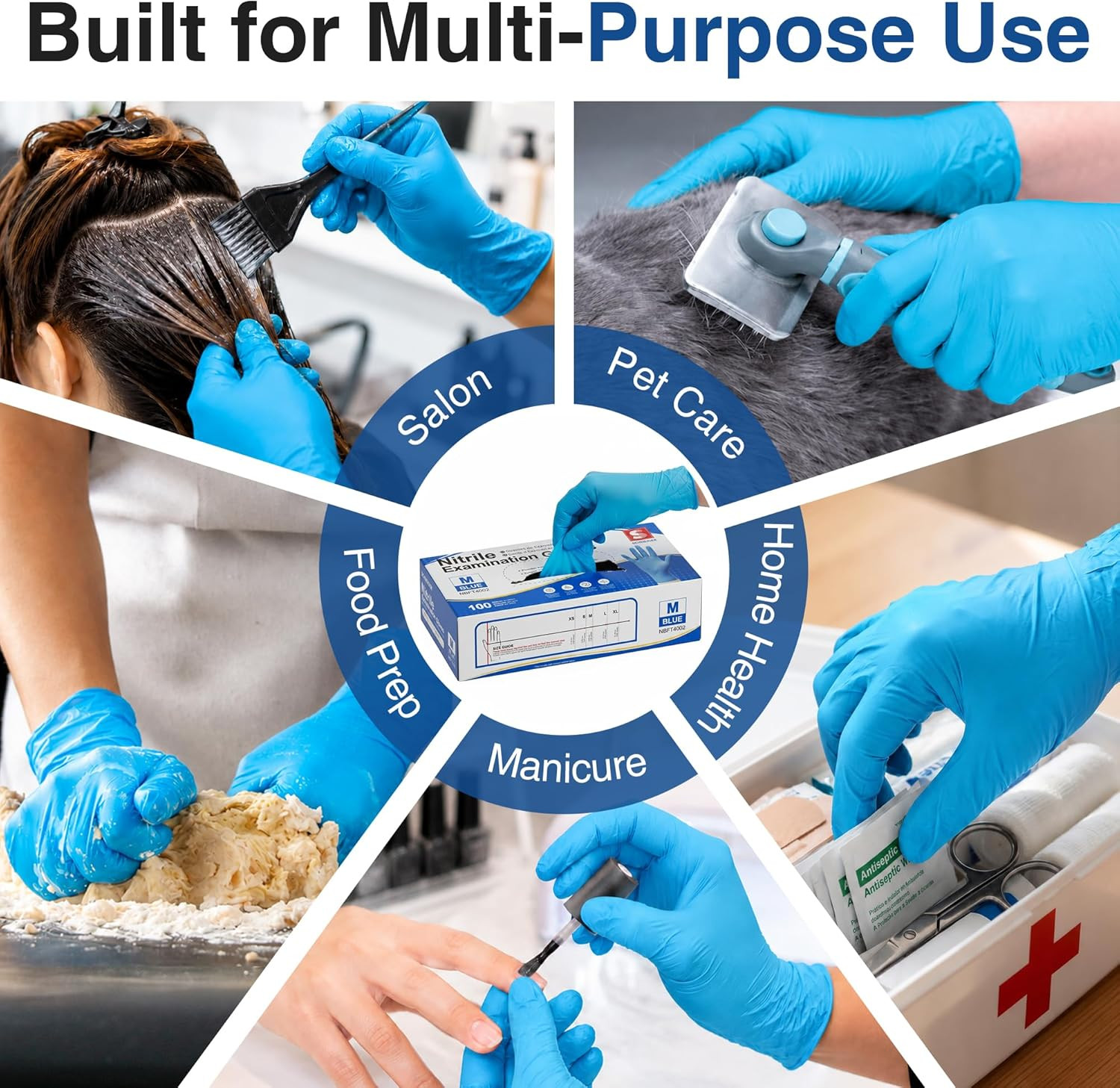 Schneider Nitrile Exam Gloves, Blue, 4 Mil, Powder-Free, Latex-Free, for Medical