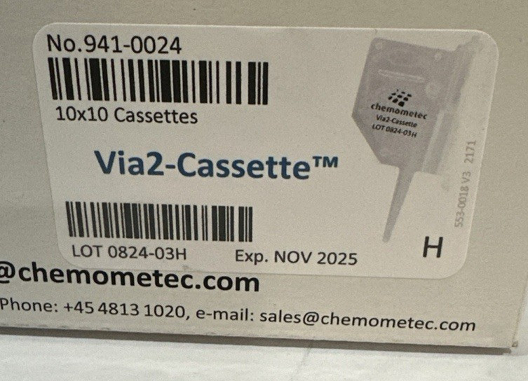 ChemoMetec 941-0024 Via2-Cassette 100 Count Sealed Bags Exp Nov 2025