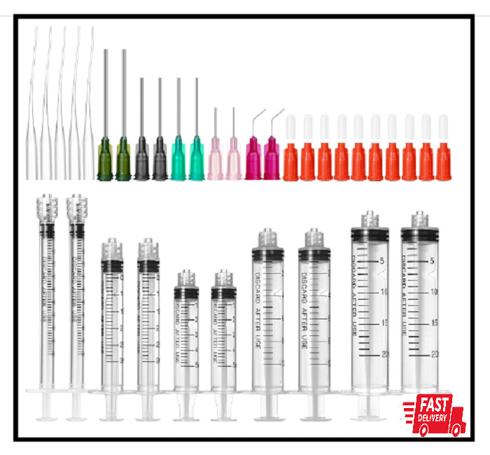 Glue Applicator Syringe Blunt Tip Needle and Cap, with Soft Plastic Tube,…