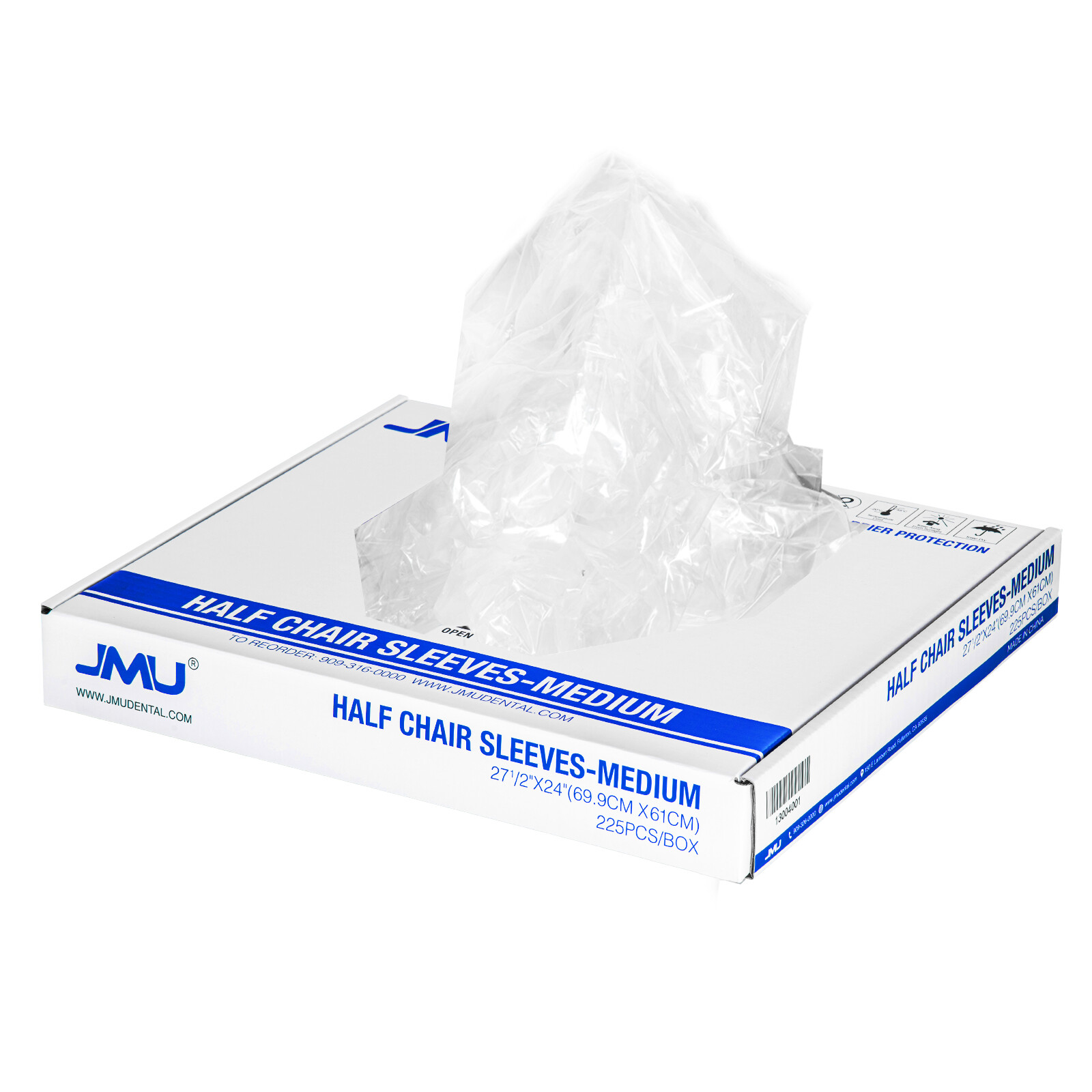 225Pcs JMU Dental Half Chair Cover Clear Plastic Sleeves Medium 27.5″ x 24″