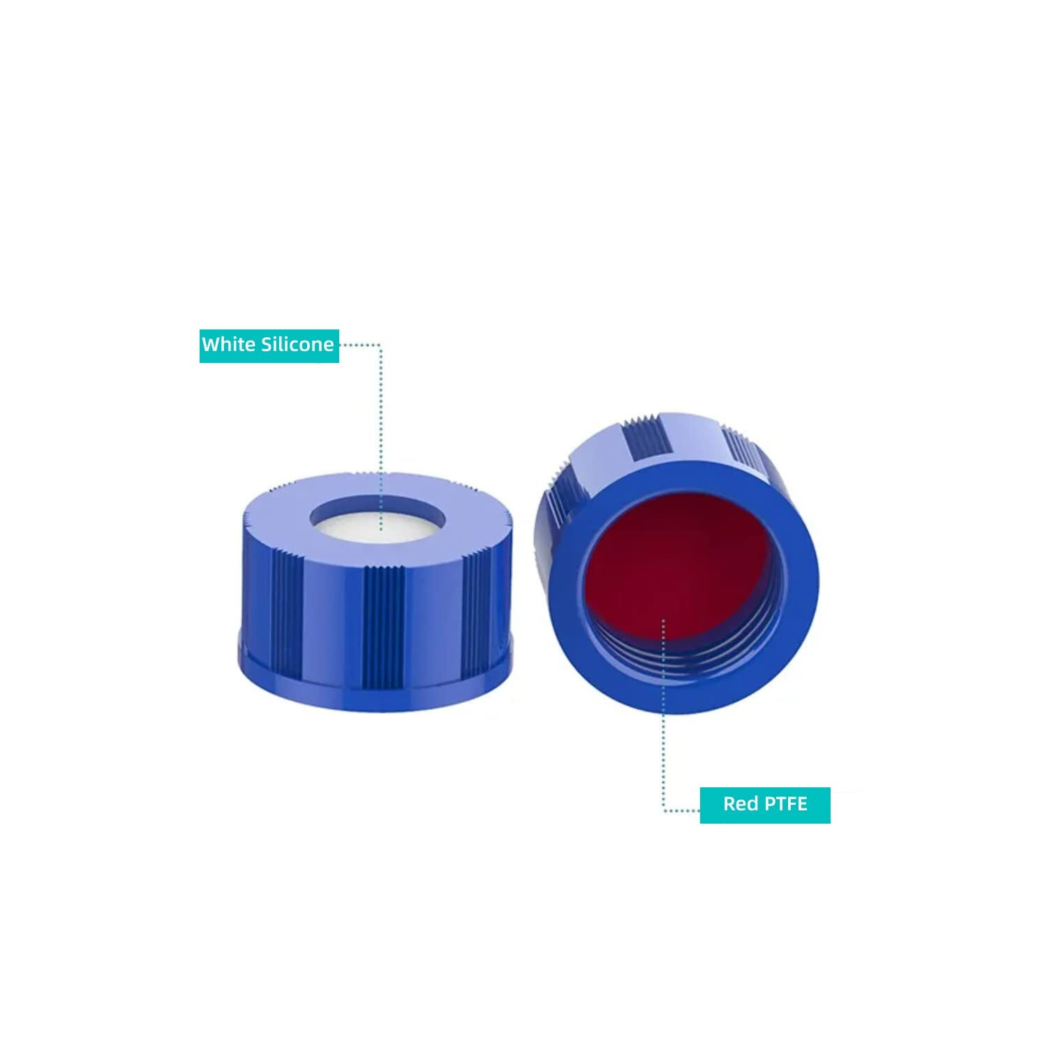 9mm Blue Screw Caps Teflon/Rubber Liner Red PTFE for 9-425 LAB Vials HPLC/GC