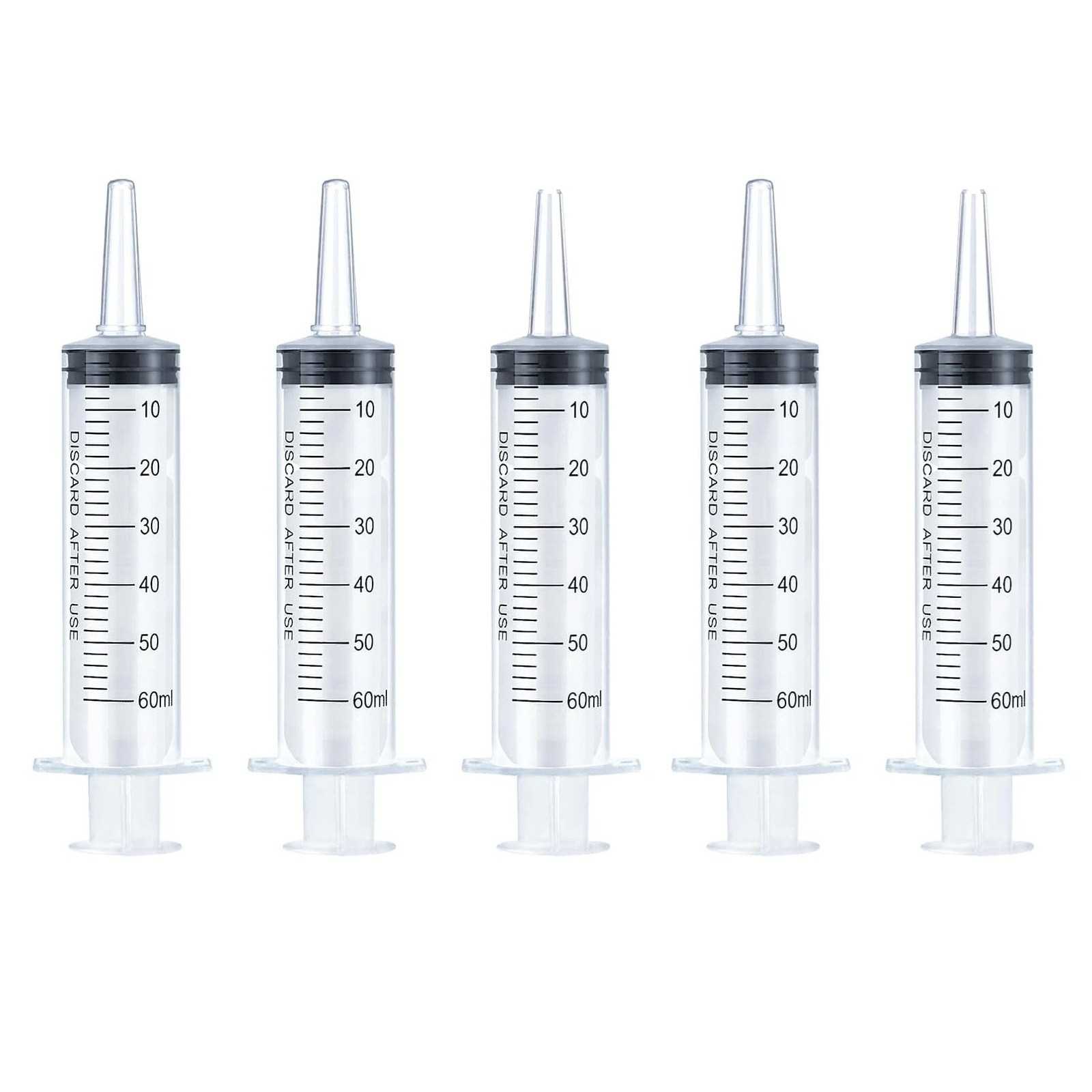 5x 60ml/2oz Plastic Syringe Sterile Plant Water Animal Feeder 60cc Slip Tip