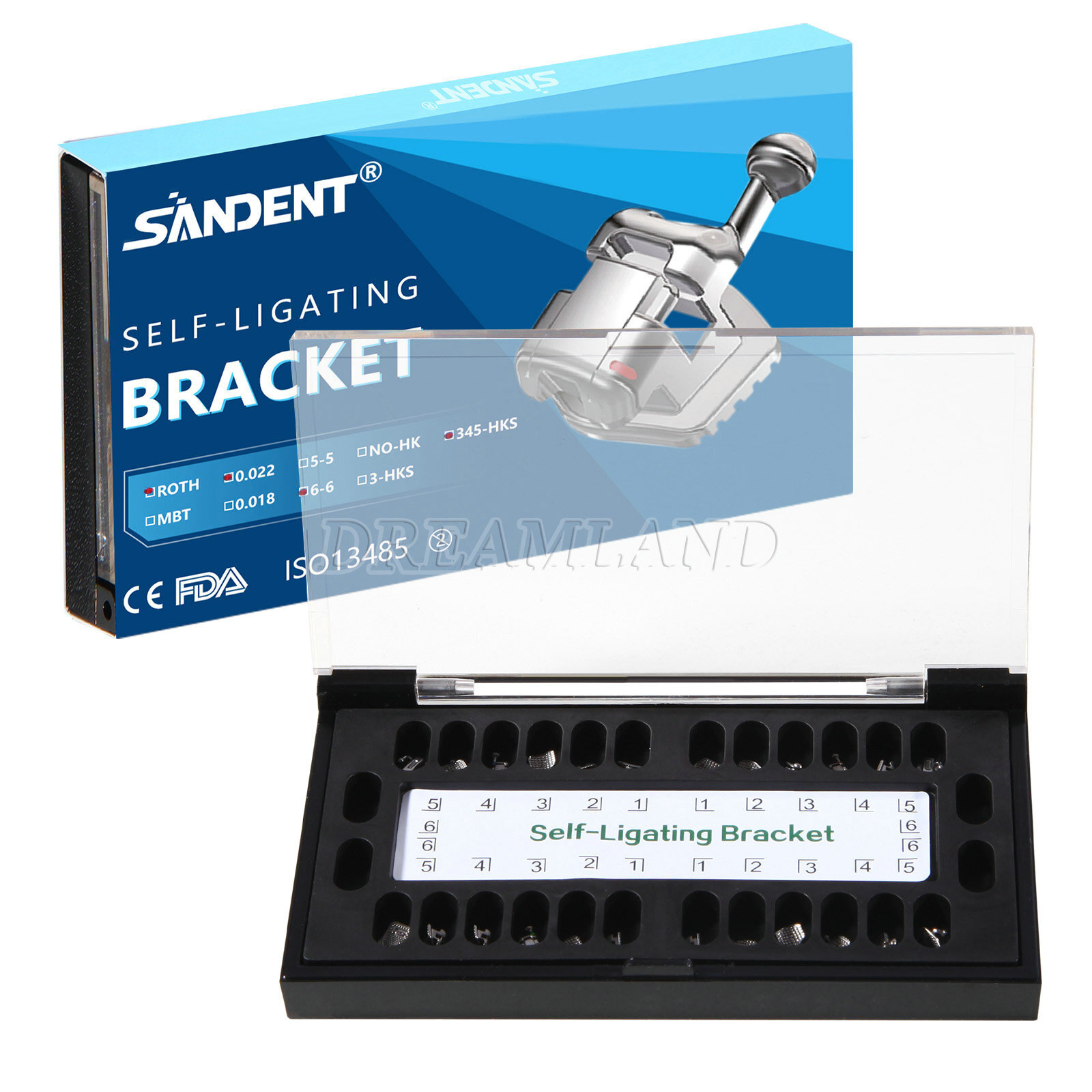 SANDENT Dental Metal Self-Ligating Brackets Braces Mini Roth.022 Hooks 345