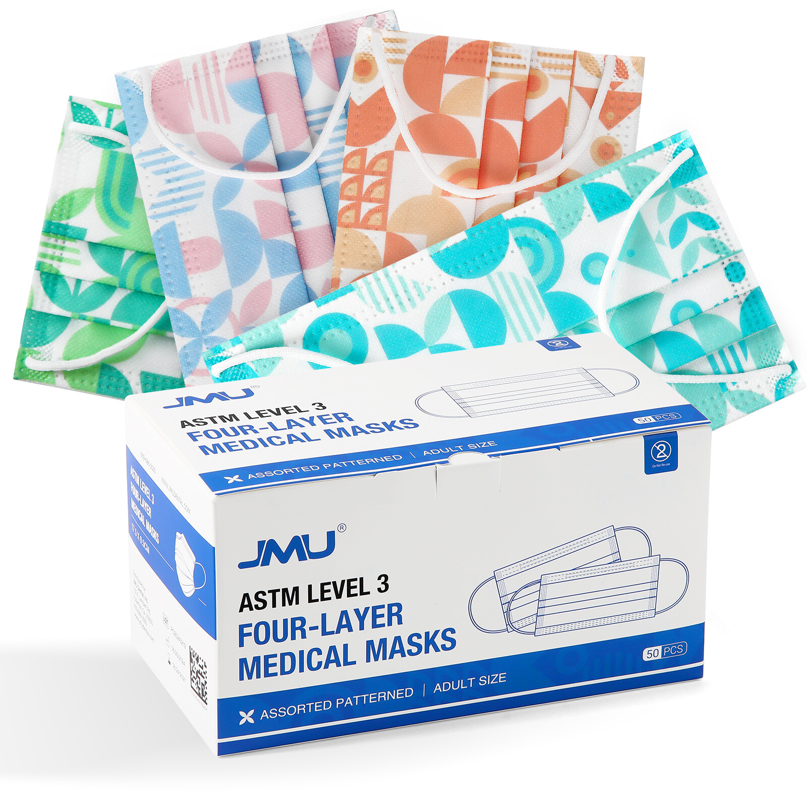 50pcs/box ASTM Medical Masks Adult Size Level 3 Four-Layer 17.5*9.5cm Assorted