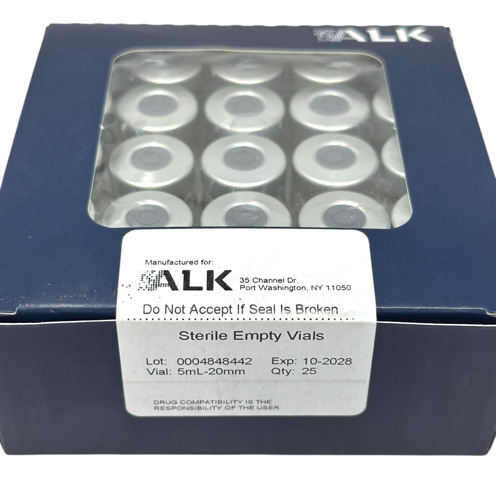 Thermo Scientific ALK ST5-20 Sterile Empty Vials 5mL 20mm Lot 0004848442 Exp 202
