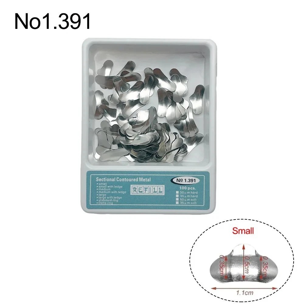 100 Pcs/Box Dental Metal Matrices Refill Matrix Band Sectional Contoured Ledge