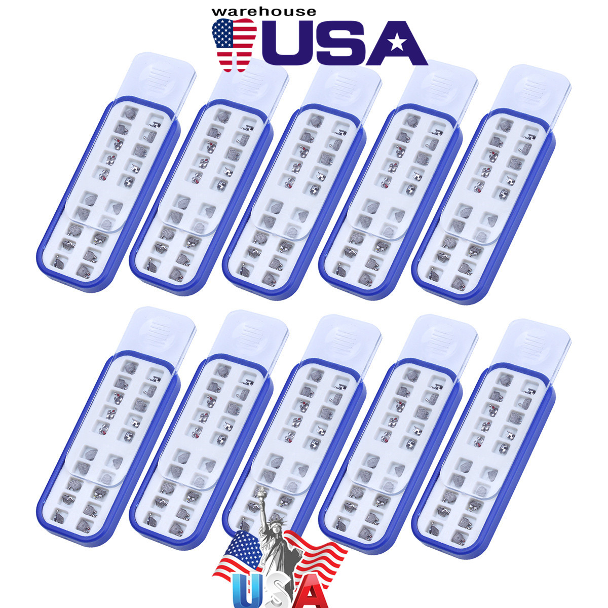 10 Boxes Dental Bracket Monoblock Orthodontic MIM Mini Roth.022 345 Hooks AZDENT