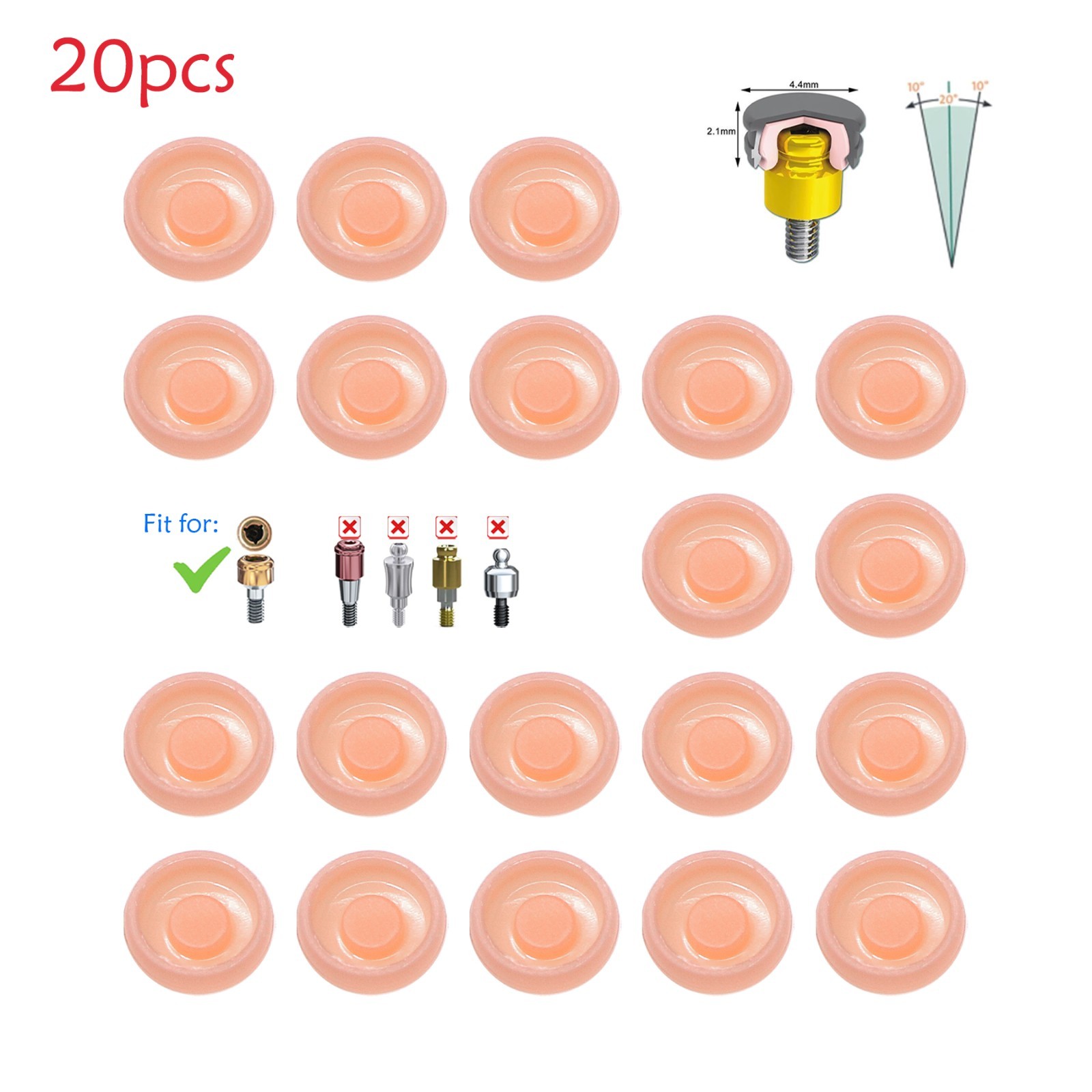 US ZEST Locator Replacement Retention Male Caps Inserts For Dental Overdenture