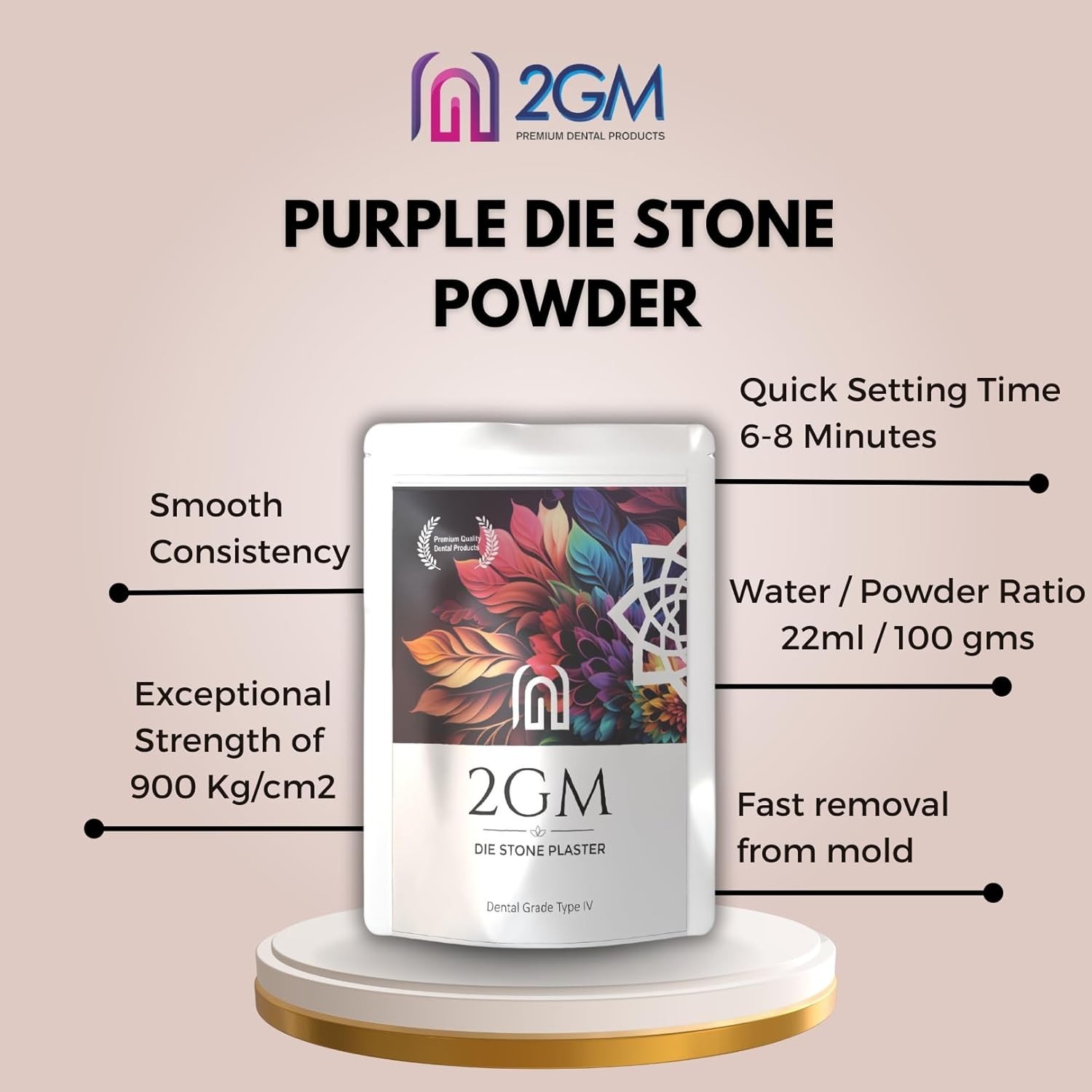 Dental Die Stone Powder Type IV Purple 1Kg for Casting Models and Labs