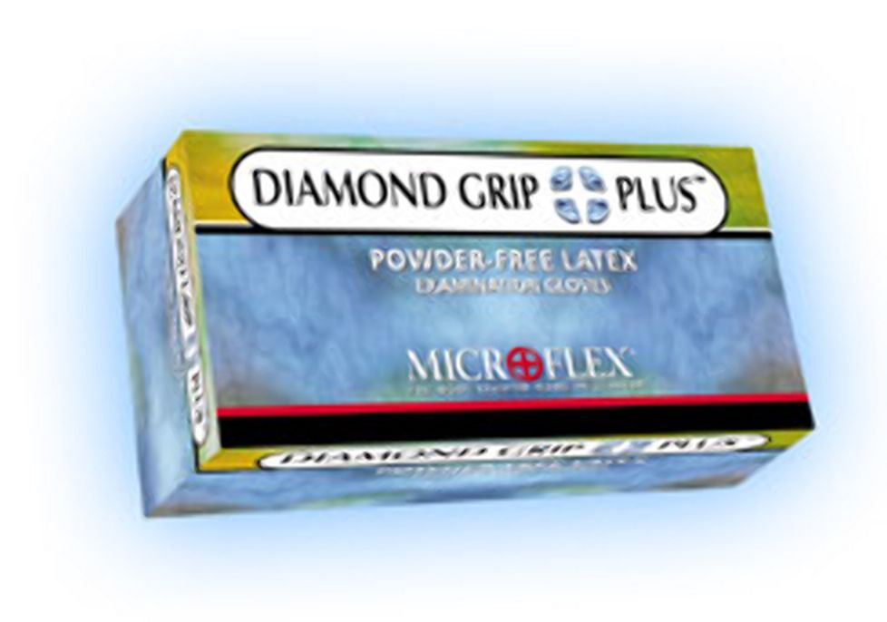 Diamond Grip Plus Latex Gloves: X-SMALL Powder-Free, Textured, Non-Sterile
