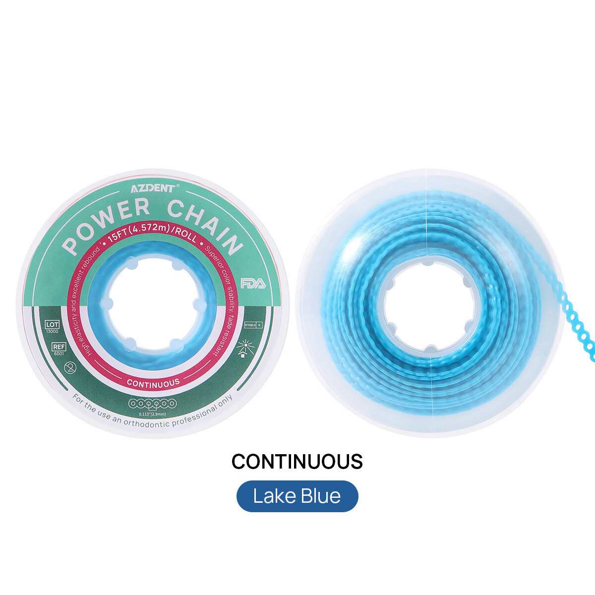 AZDENT Dental Orthodontic Colored Elastic Power Chain Long Short Continuous