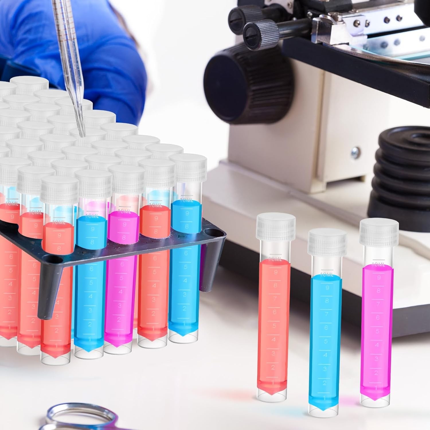 Kanayu 400 Pcs 10ml Plastic Test Tubes with Lids Vial Cap Container Small Storag