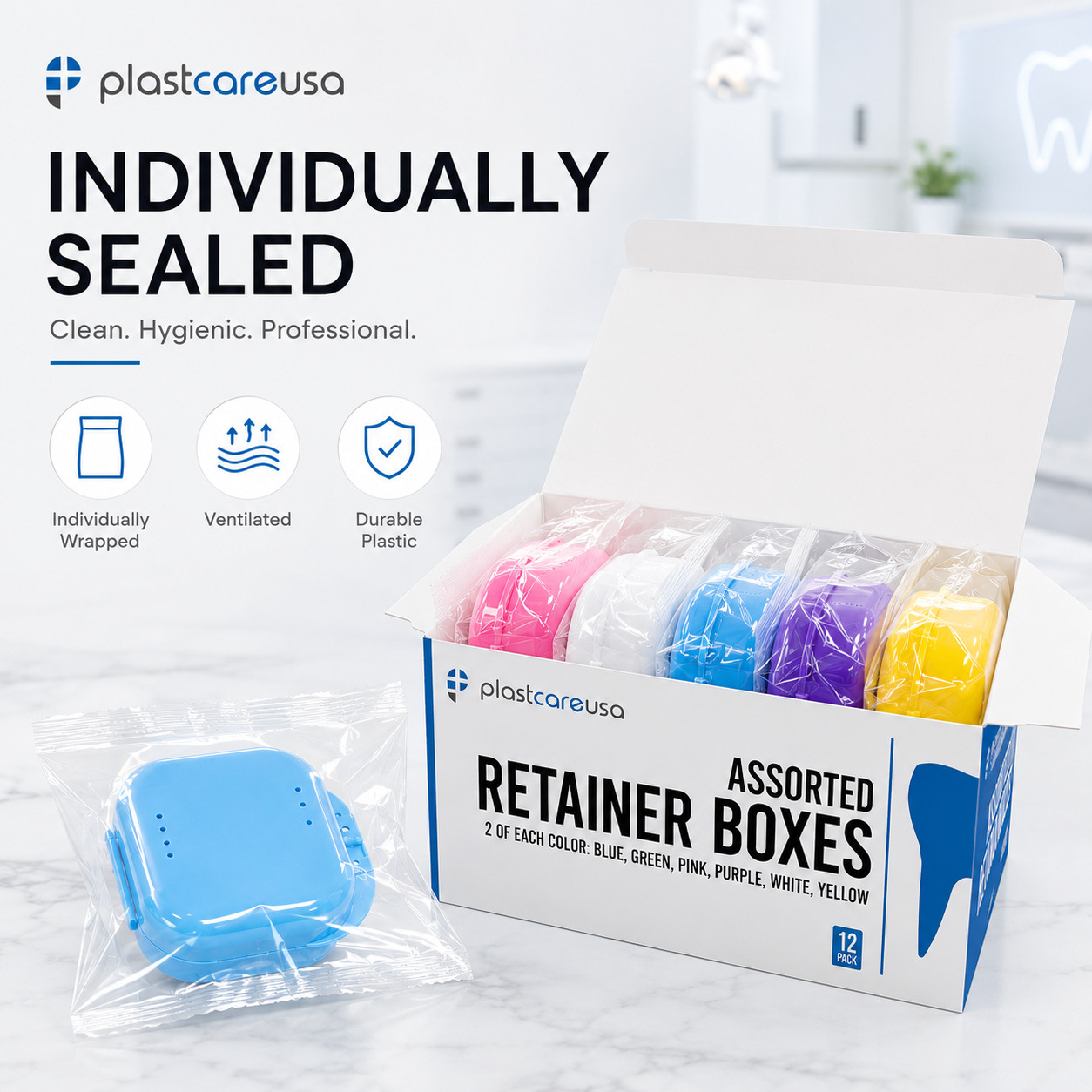 Sealed Assorted Dental Retainer Boxes Denture Case, Mouthguard Containers