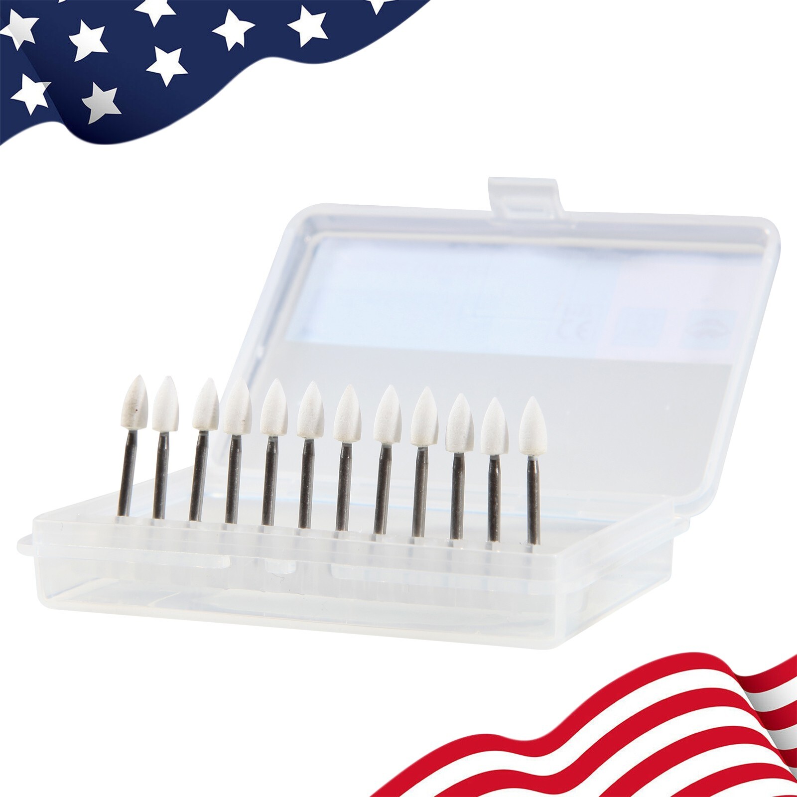 12pcs Dental Flame White Stone Polishing FG Burs Fl2 Abrasion Point Bur SANDENT