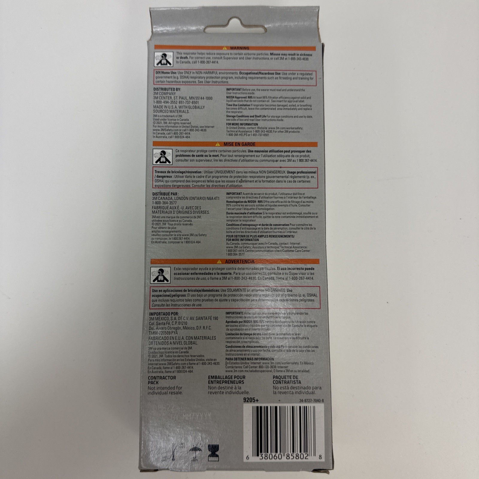 7 Pack 3M Aura Respirator 9205+ N95 Dust Debris Germs Smoke Pollen Masks 3 Count