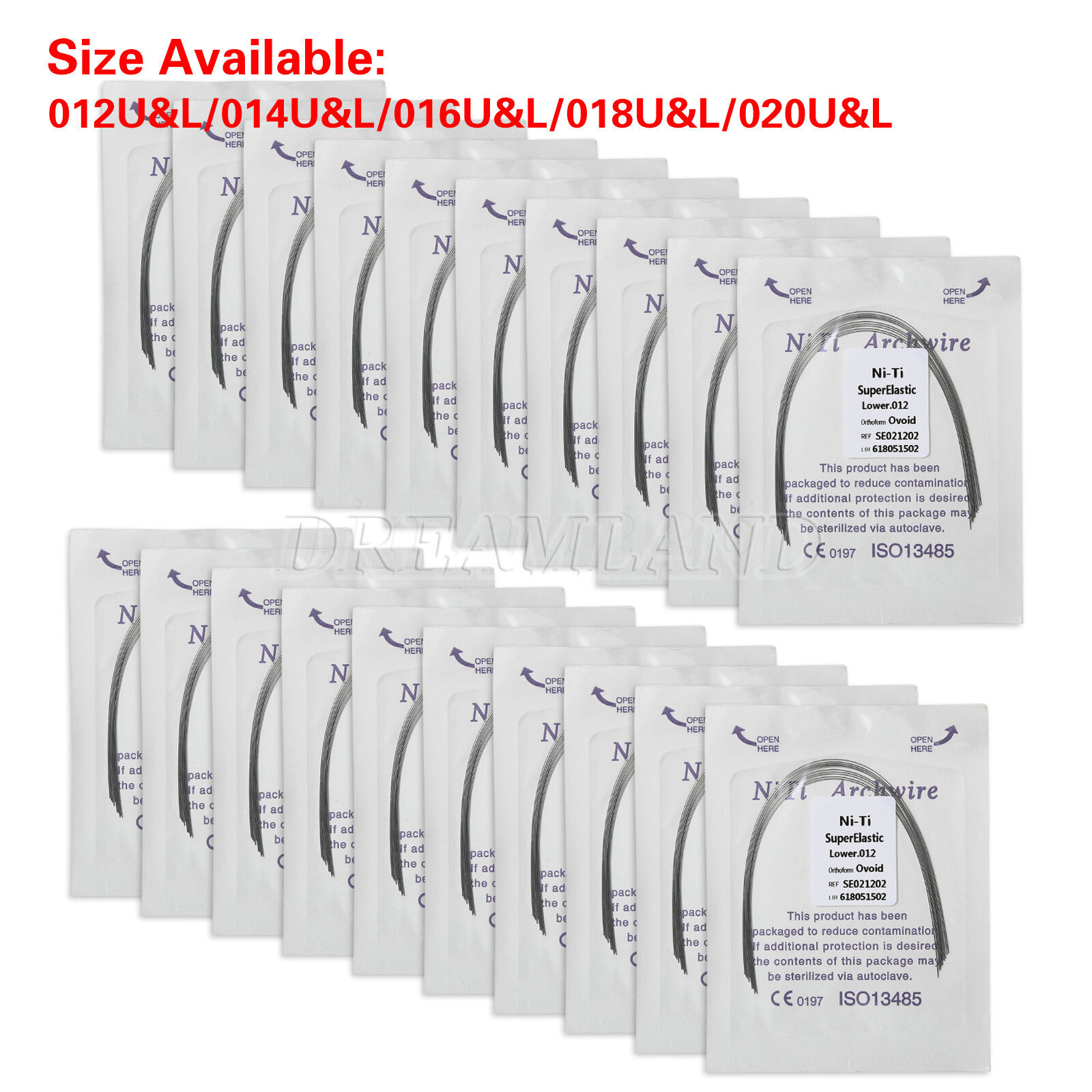 Dental Ortho Super Elastic Niti Round Arch Wire Ovoid 012-020upper/lower all