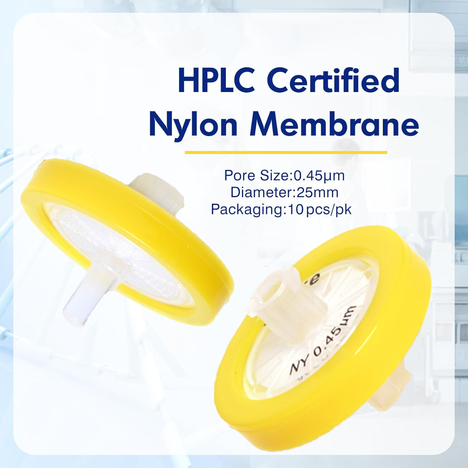 10-100pcs Nylon NY Membrane Syringe Filter 0.45μm 25mm Hydrophilic PP Prefilter