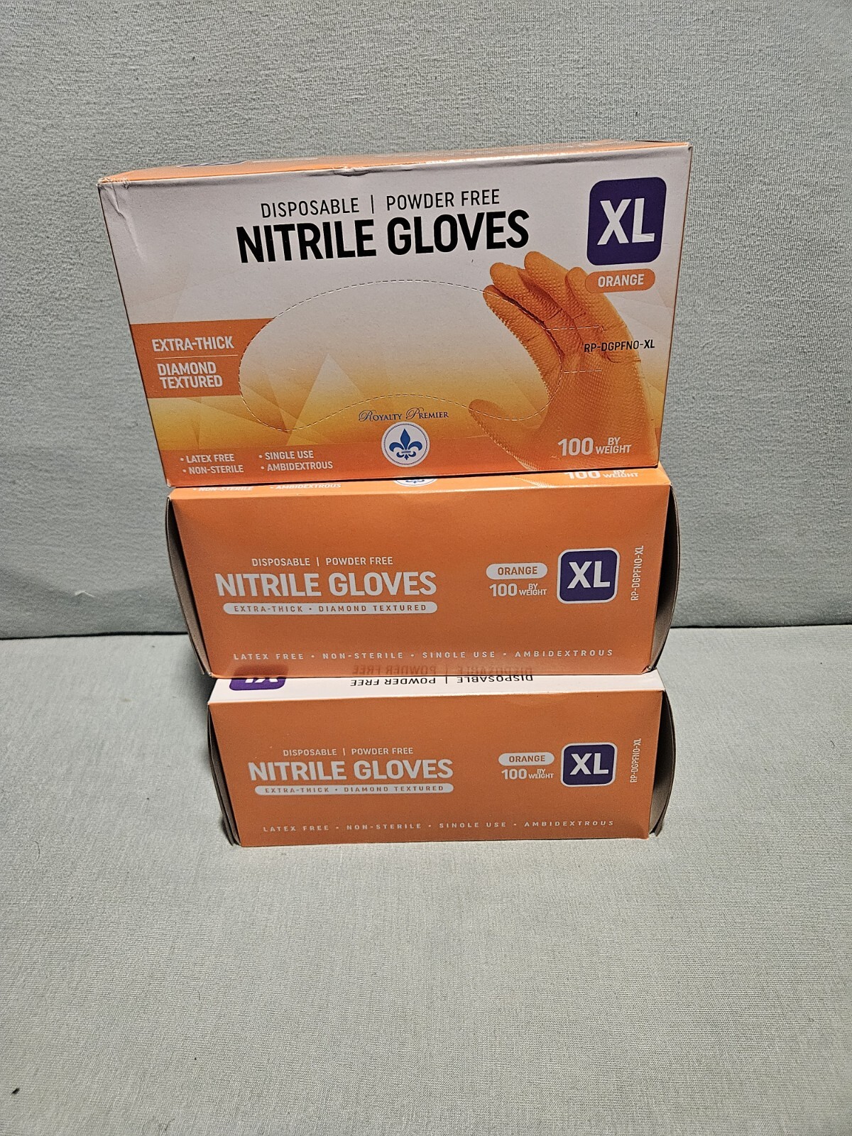 Nitrile Disposable Gloves Raised Diamond Texture, Case of 100 Each Lot Of 3 B.