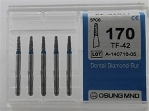 Dental Diamond Burs, Standard Grit Multi-Use, 5 Pcs/Pk [170TF-42]