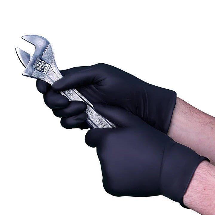VGuard Black Nitrile Disposable Gloves Powder Latex Free 5 & 7 Mil 100 Count Box