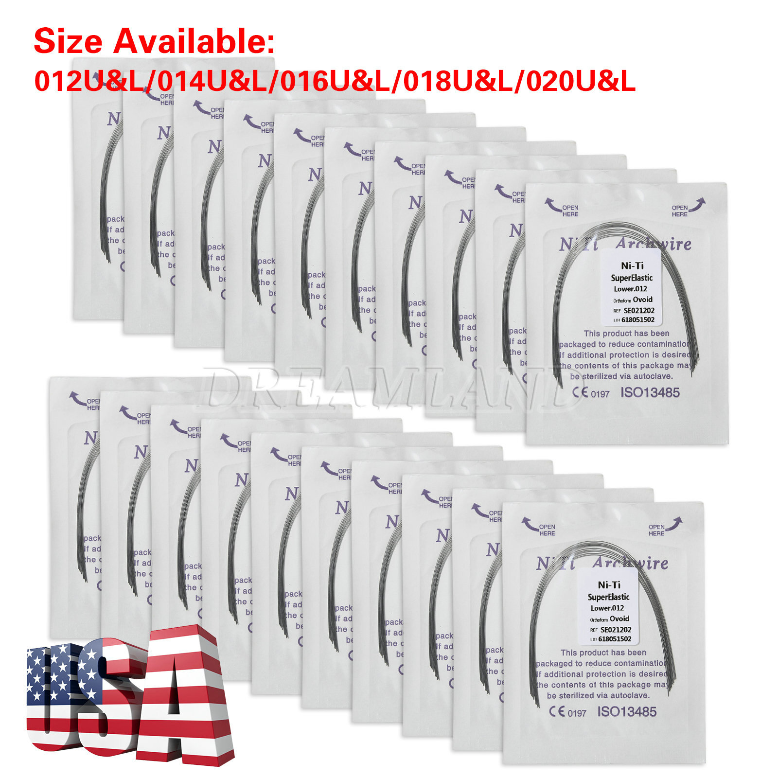 100PCS Dental Orthodontic NITI Arch Wire Round Super Elastic NITI Ovoid Form USA