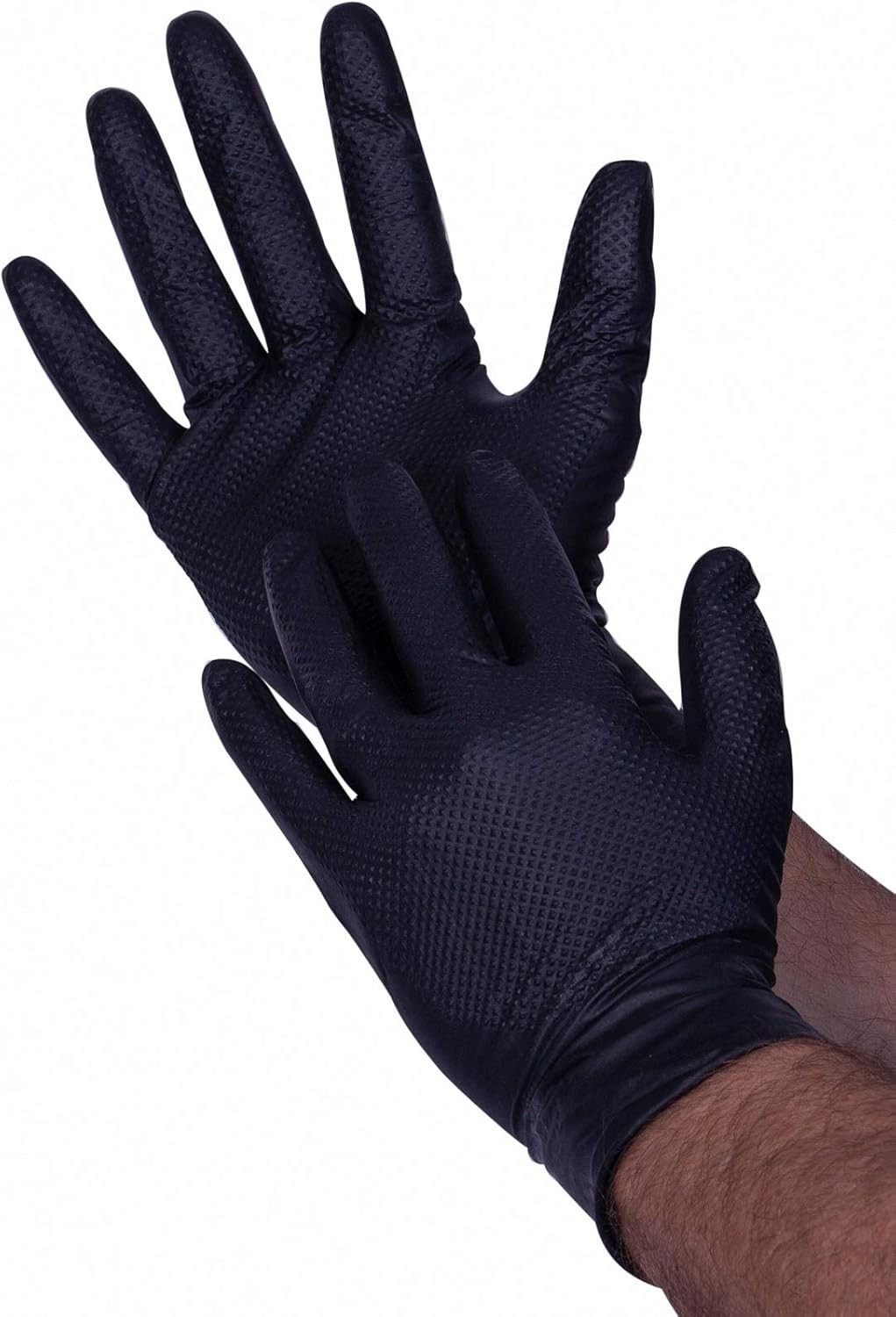 Case of 500 Gloves – Premium Grip MEDIUM HD Black Nitrile Gloves 50/Box
