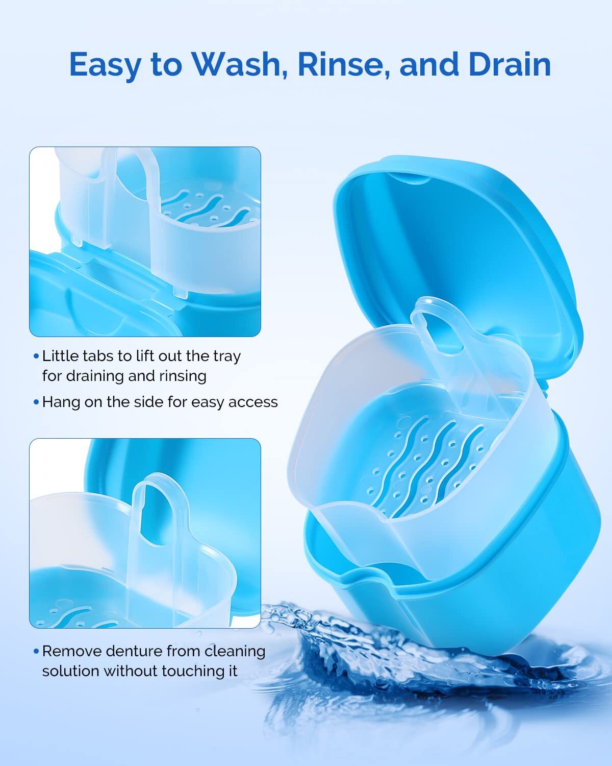 JMU Denture Retainer Case w/ Strainer Apple Shaped False Teeth Storage Box