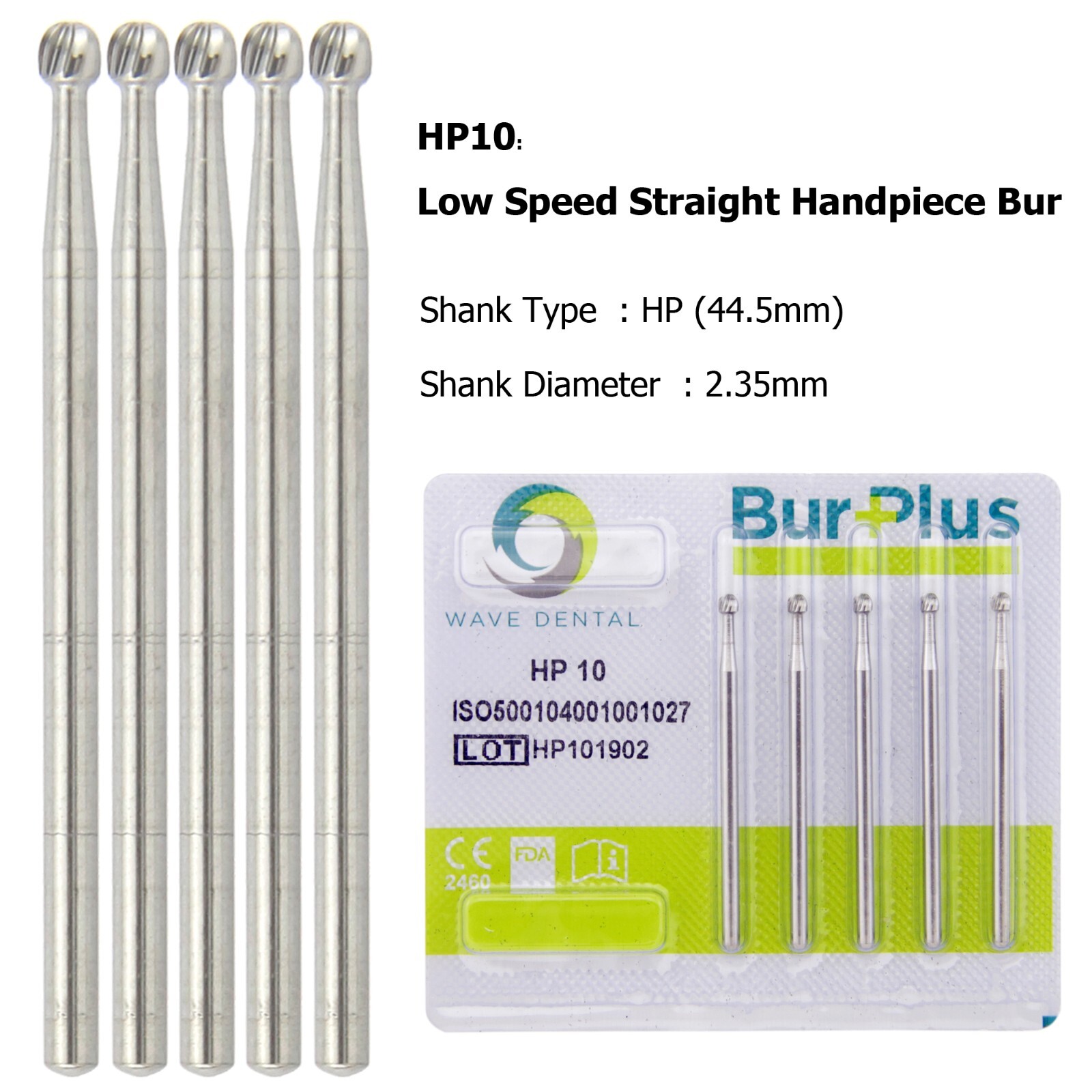 US Wave Dental Carbide Surgical Burs For Low Speed Straight Handpiece HP 44.5mm