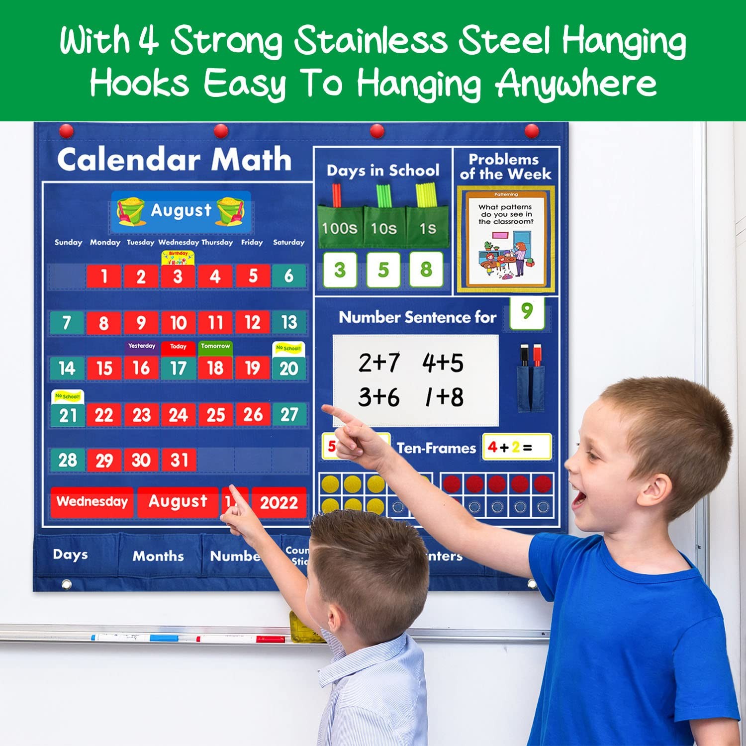 Boczif Daily Math Calendar Classroom Pocket Chart Activities Educational Prescho