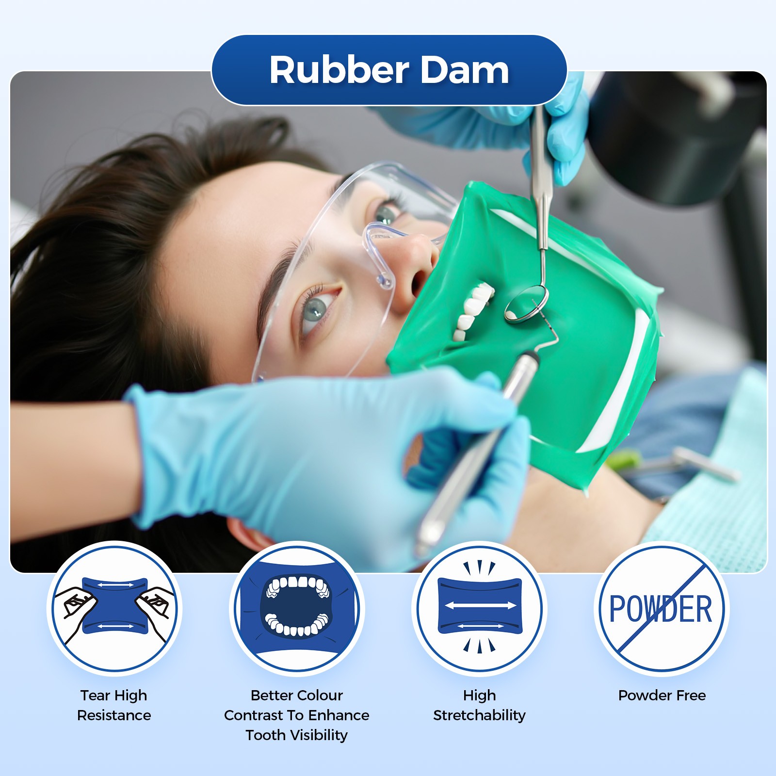JMU Dental Rubber Dam Natural Latex Dental DIFFERENT COLORFUL 36 Sheets/Box