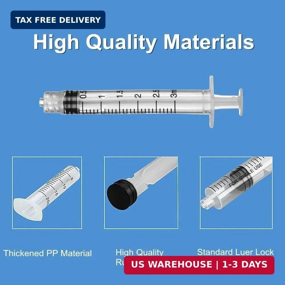 52 Pcs – 3ml 5ml 10ml 20ml Syringes with 14ga, 20ga,21ga, 23ga Blunt Tip Needles