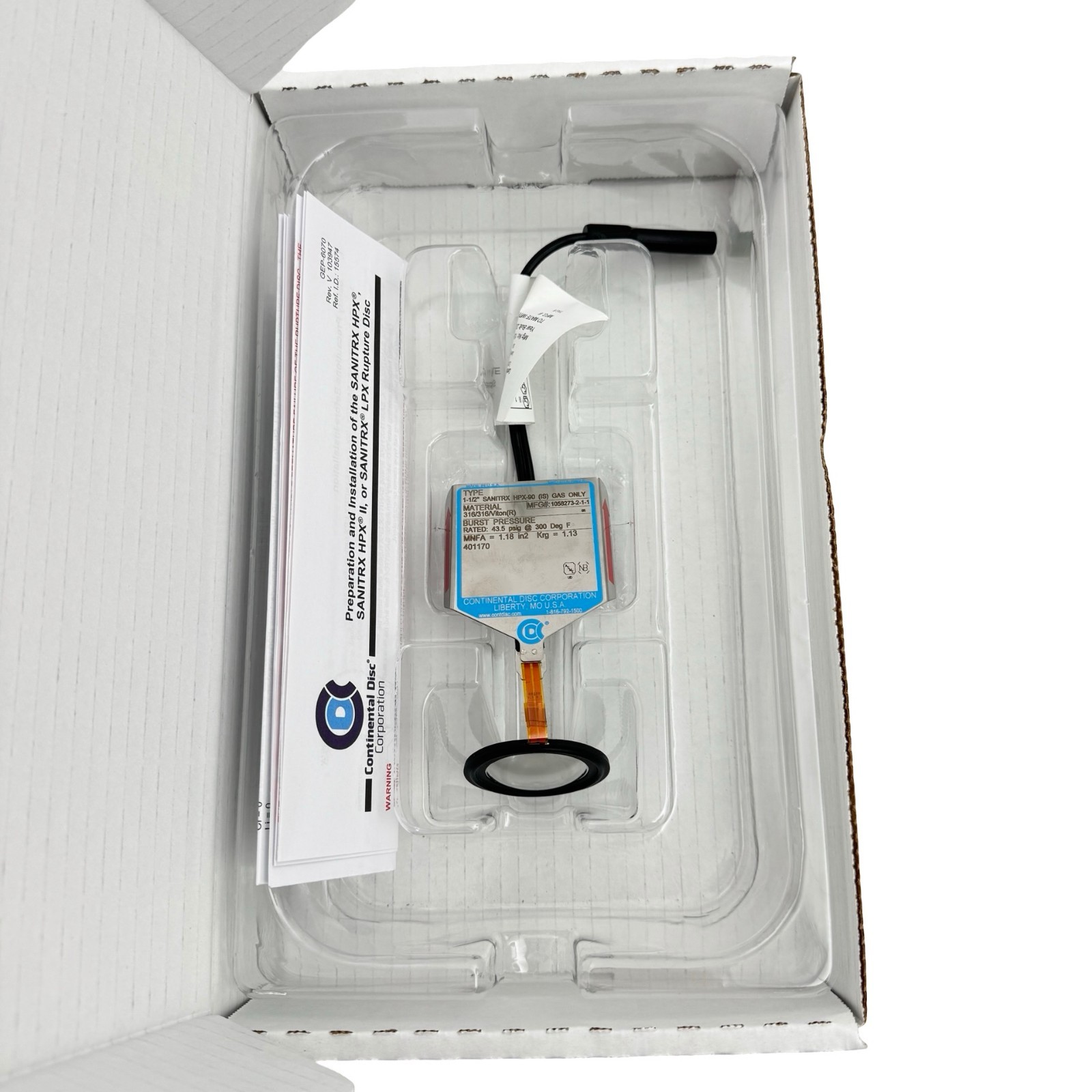 Continental 1-1/2″ (40mm) SANITRX HPX-90(IS)(Gas Only) w/BDI Certificate