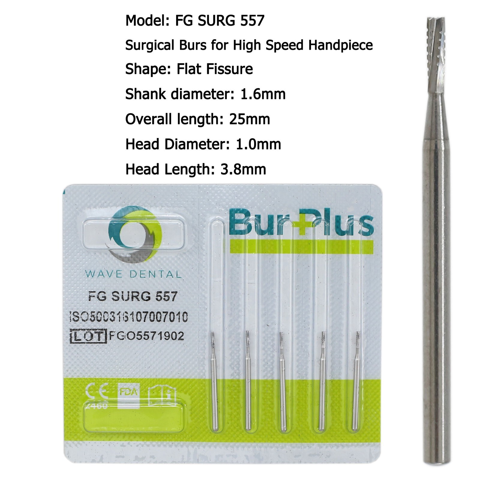 Wave Dental Carbide Surgical Burs FG SURG 2 4 557 557L 702 Long Shank High Speed