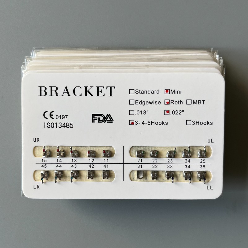 10Sets Dental Orthodontic MIM Monoblock Metal Brackets Mini Roth 022 345 hooks