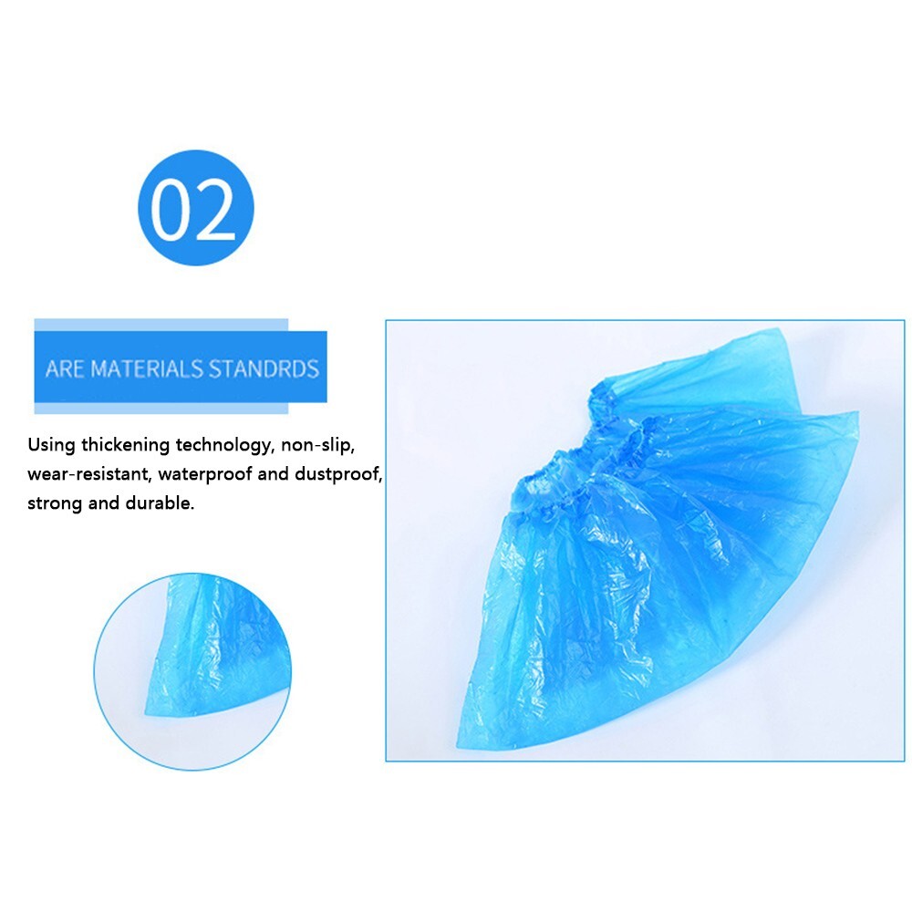 INTBUYING® 100 Pieces of Disposable Plastic Shoe Covers Portable Multipurpose