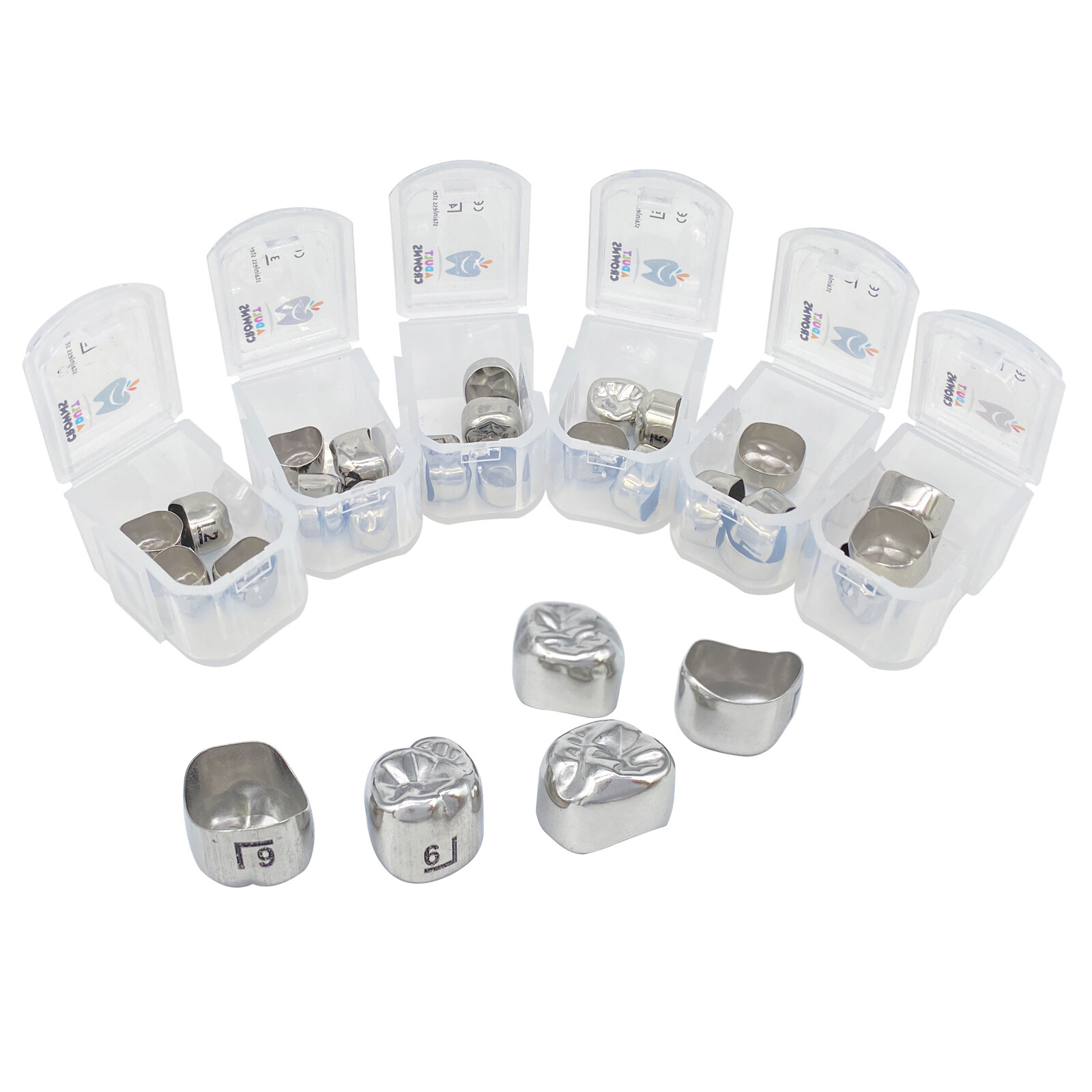 5Pcs Dental Adult Crown Stainless Steel Permanent Molar Teeth Temporary Crowns