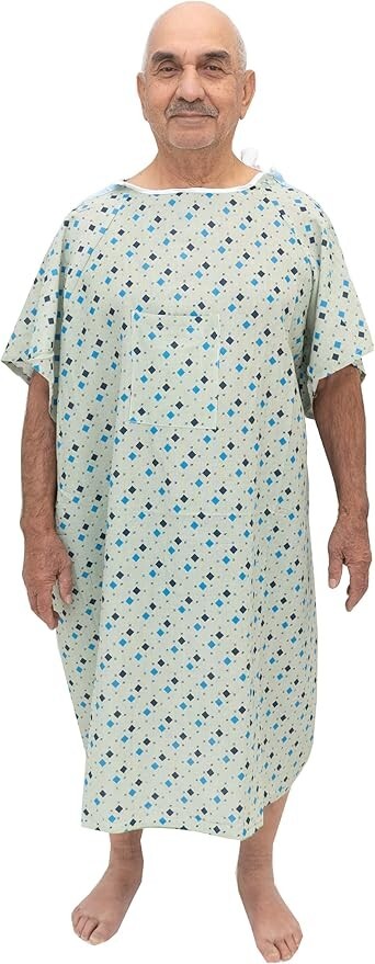 6 Pack Men’s Hospital Gowns – 3XL IV-Ready with Telemetry Pocket, Shoulder Snaps