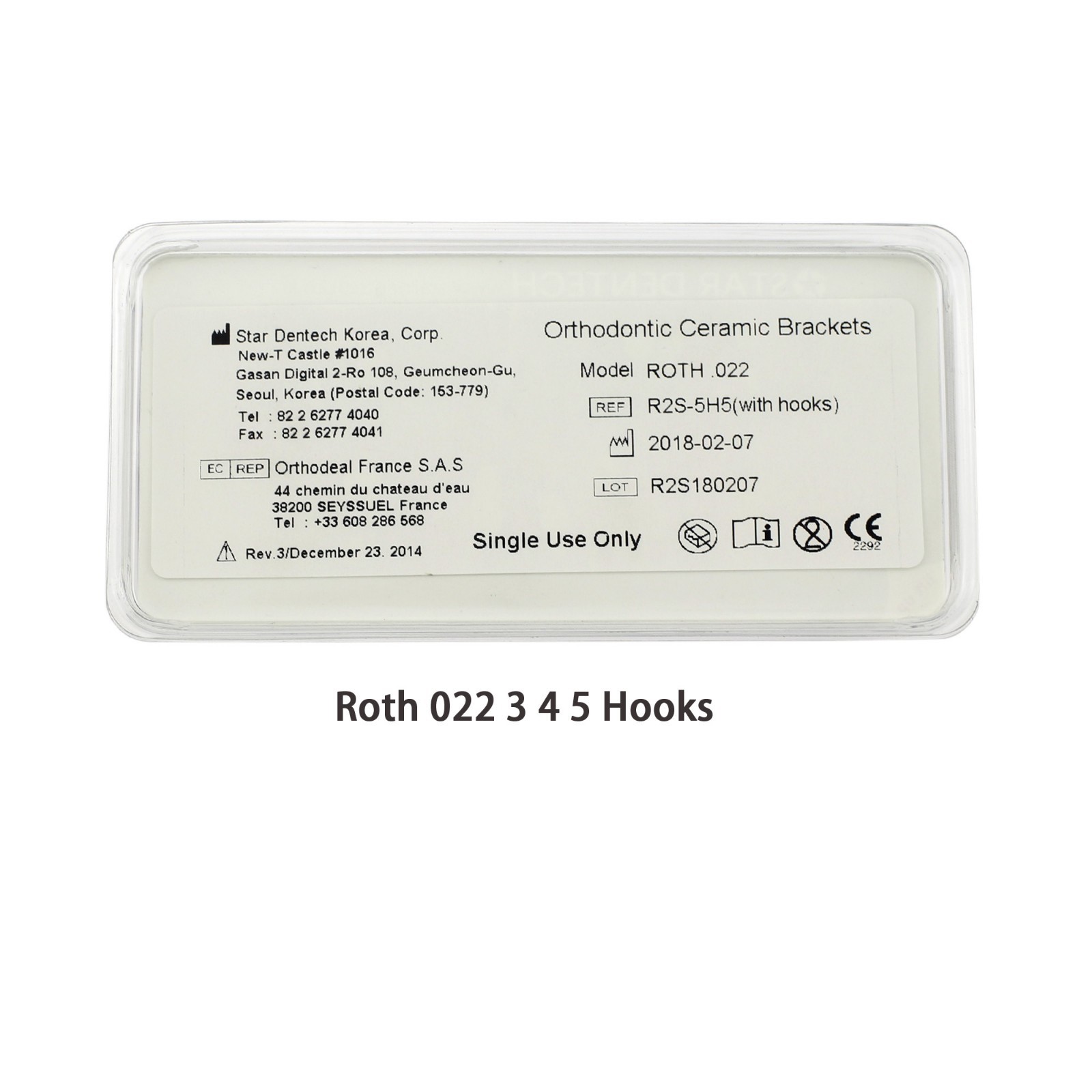 20PCS Dental Orthodontic Sapphire Crystal Bracket Aesthetic Roth 022 3 4 5 Hooks