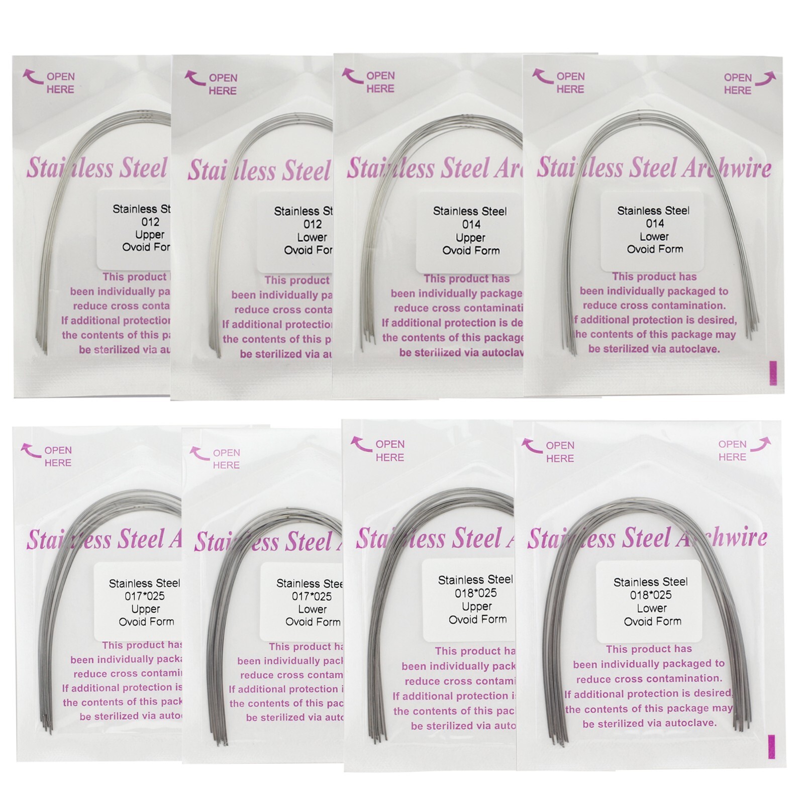 100pcs Dental Orthodontic Arch Wire Stainless Steel Ovoid Form Round Rectangular