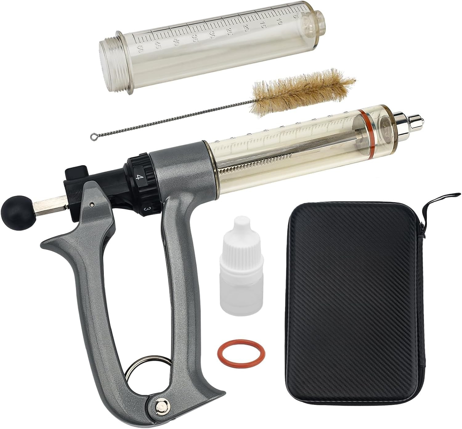 50Ml Semi-Automatic Livestock Syringe Kit: Includes Spare Syringe, Luer Lock Adj