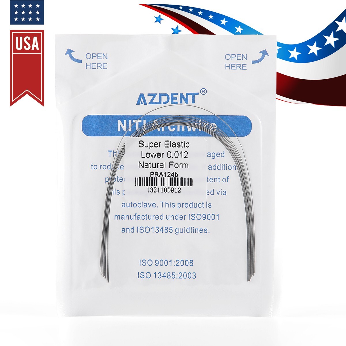 10pcs AZDENT Dental Orthodontic Elastic Niti Round Arch Wires Natural Form Round